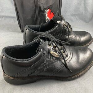 Ladies Women Leather Golf Shoes Lace Up Black Size 7 Augusta w/Carry Bag